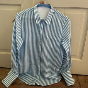 NILI LOTAN blue stripe button down size small